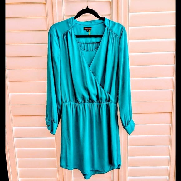 Vince Camuto Teal Faux Wrap Mini Dress NWT - Picture 1 of 10